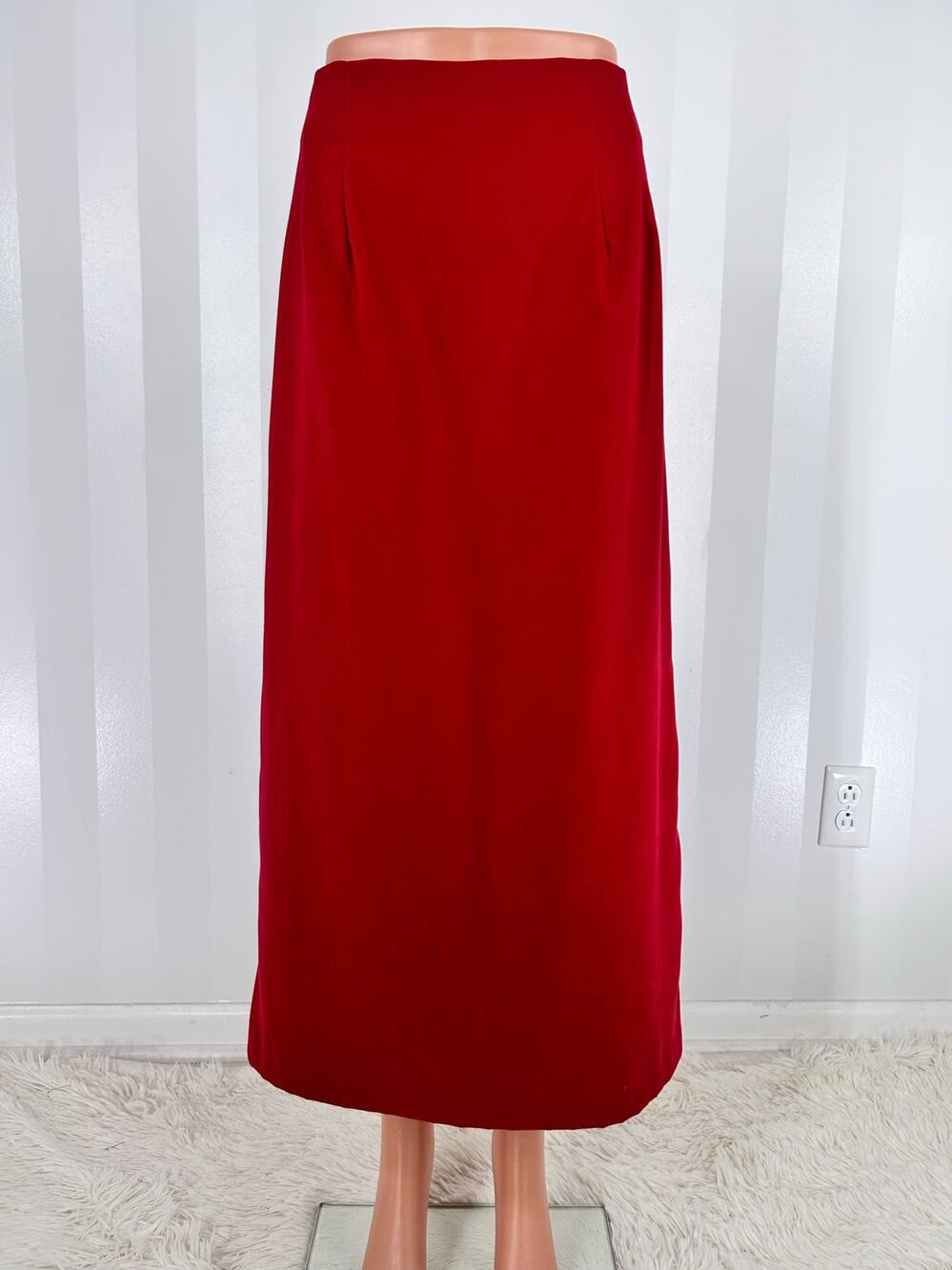 Briggs New York Red Maxi Skirt Back Slit Classic Straight Unlined Sz 14